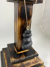 Load image into Gallery viewer, River rocks Cairn. With silver and a sterling silver chain