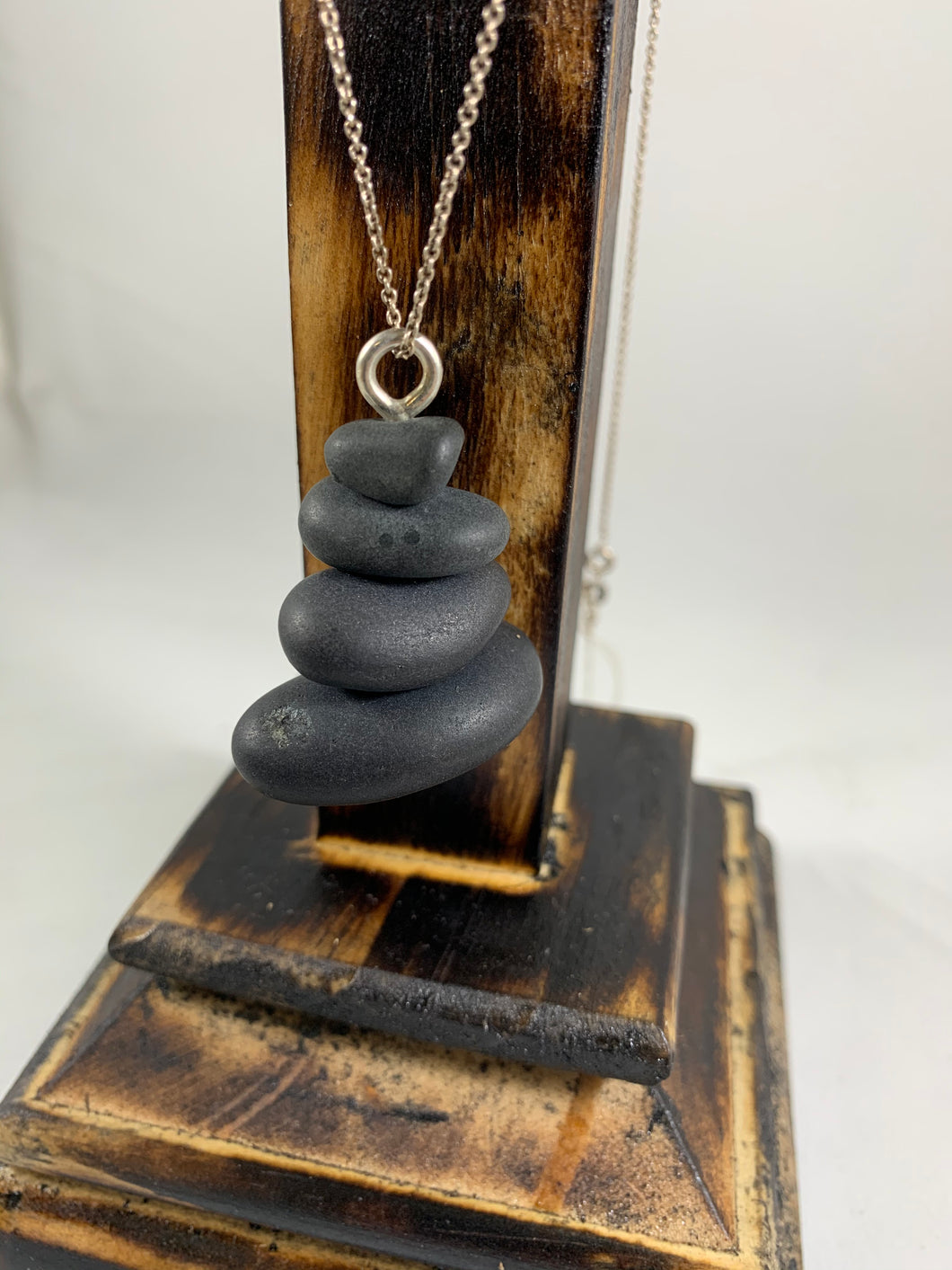 River rocks Cairn. With silver and a sterling silver chain